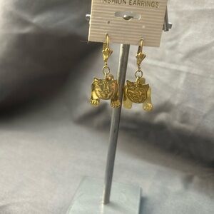 Gold Cat Earrings